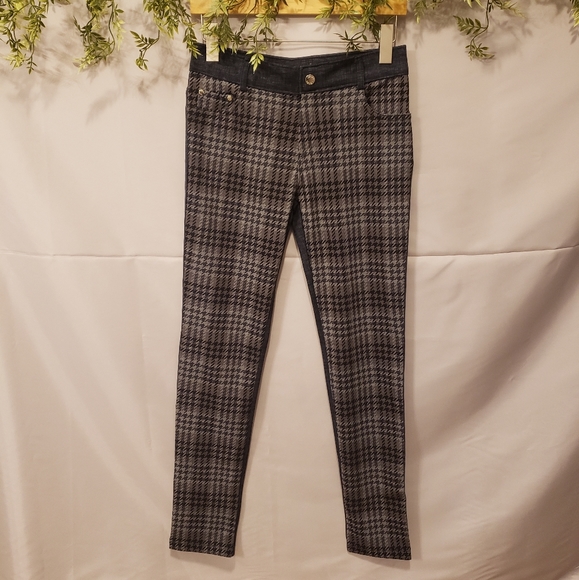 Yelete Pants - Houndstooth Plaid and Denim Jegging